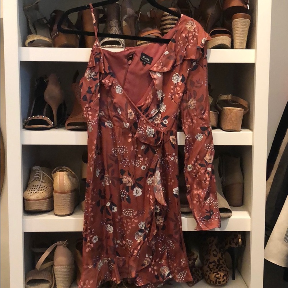 Rust Colored Bardot Dress